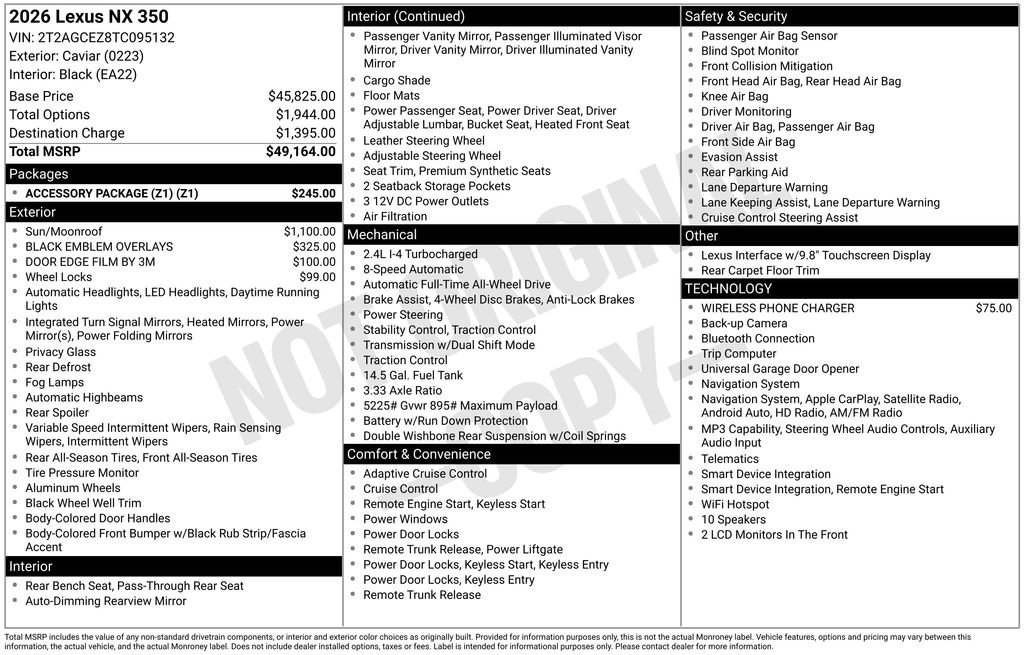 Used 2026 Lexus NX 350 AWD w/ Accessory Package (Z1) image 37