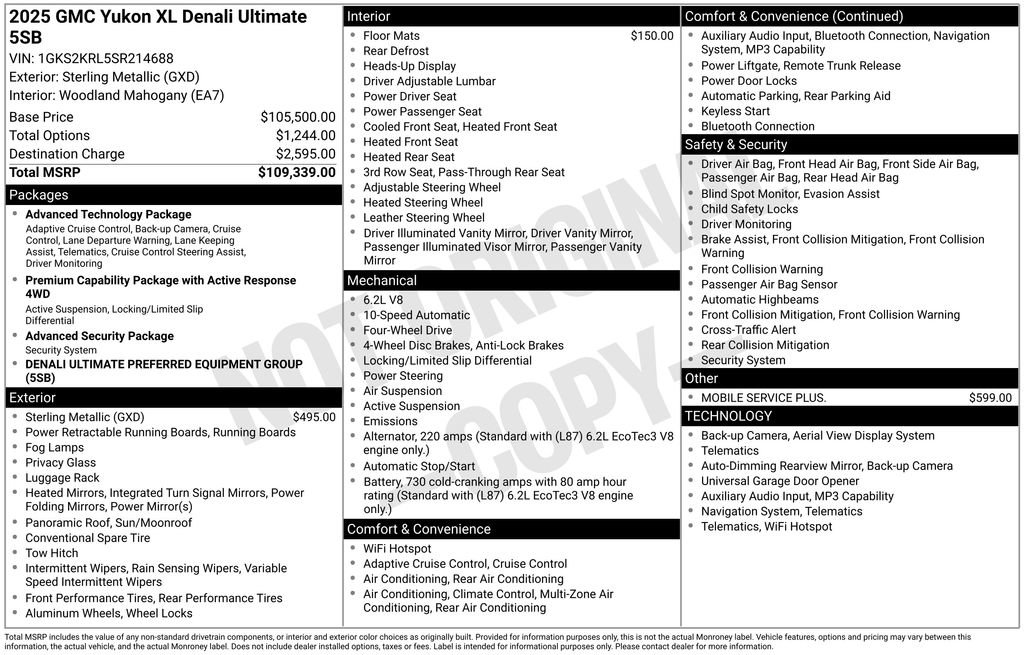 Certified 2025 GMC Yukon XL Denali Ultimate AWD/4WD image 66