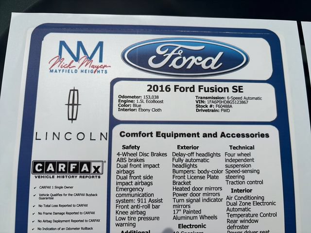 Used 2016 Ford Fusion SE FWD image 34