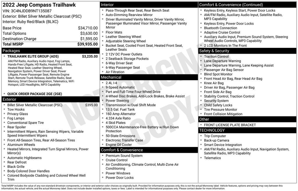 Certified 2022 Jeep Compass Trailhawk w/ Trailhawk Elite Group image 42