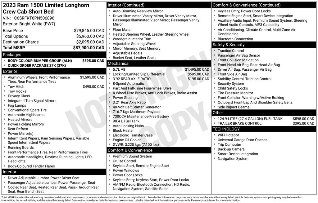Used 2023 RAM 1500 Limited w/ Body-Colour Bumper Group image 52