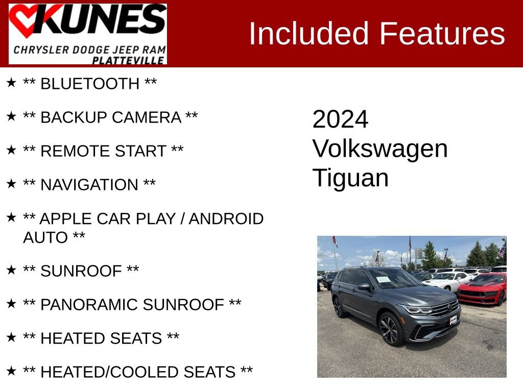 Used 2024 Volkswagen Tiguan SEL R-Line w/ MDO Package, Two-Row AWD/4WD image 2