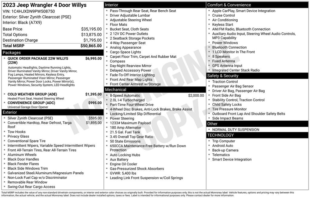 Certified 2023 Jeep Wrangler Unlimited Sport AWD/4WD image 7