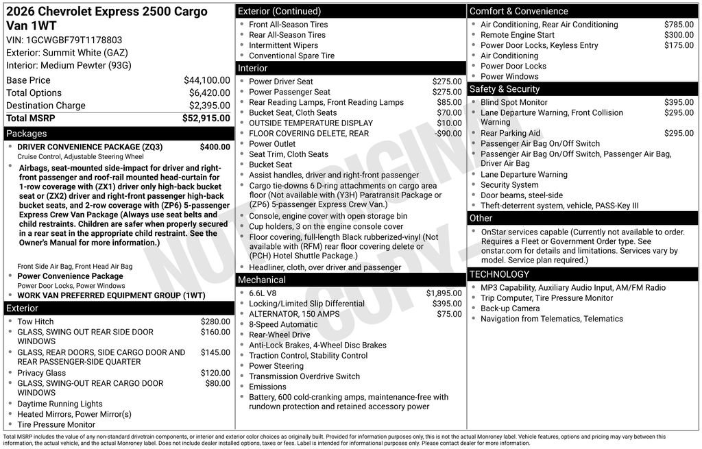 New 2026 Chevrolet Express 2500 Extended RWD image 43