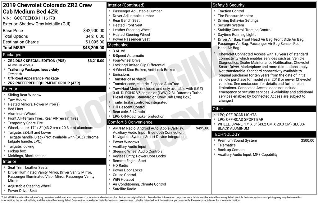Used 2019 Chevrolet Colorado ZR2 w/ ZR2 Dusk Special Edition AWD/4WD image 4