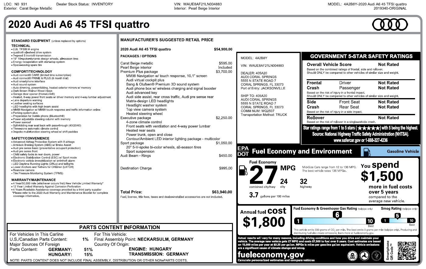 Used 2020 Audi A6 2.0T Premium Plus w/ Premium Plus Package AWD/4WD image 26