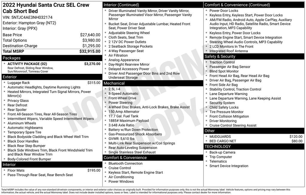 Certified 2022 Hyundai Santa Cruz SEL w/ Activity Package image 29