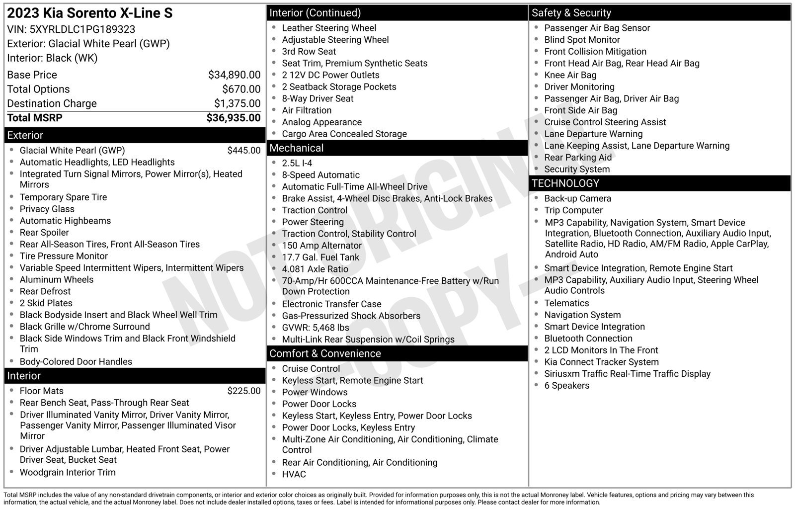 Certified 2023 Kia Sorento S AWD/4WD image 17