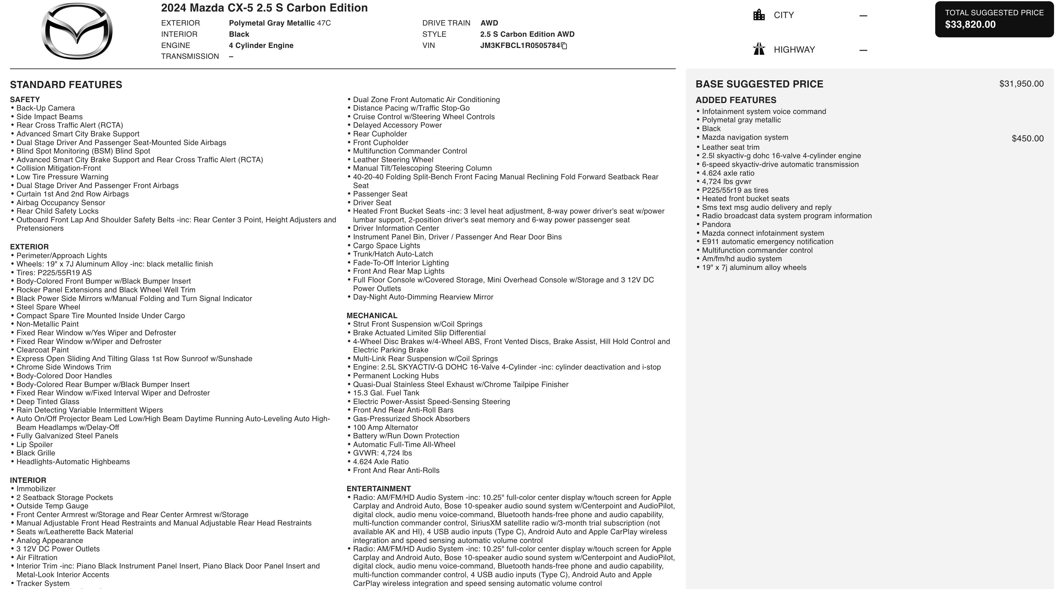 Used 2024 MAZDA CX-5 Carbon Edition image 5