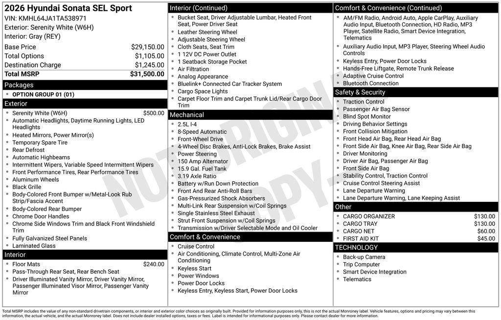 New 2026 Hyundai Sonata SEL image 4