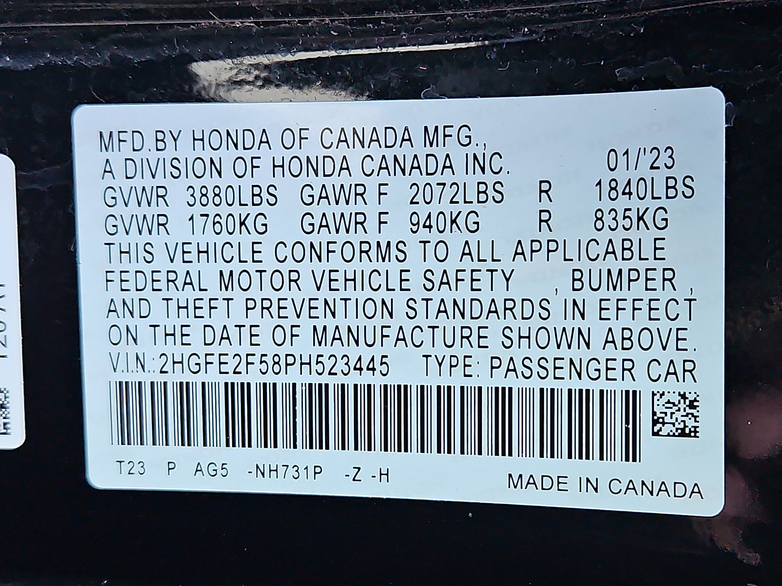 Certified 2023 Honda Civic Sport image 29