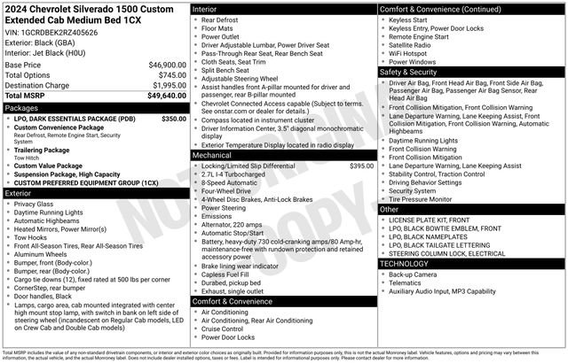 Certified 2024 Chevrolet Silverado 1500 Custom w/ LPO, Dark Essentials Package AWD/4WD image 2