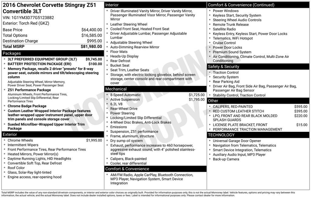 Used 2016 Chevrolet Corvette Stingray Convertible w/ 3LT Preferred Equipment Group image 3