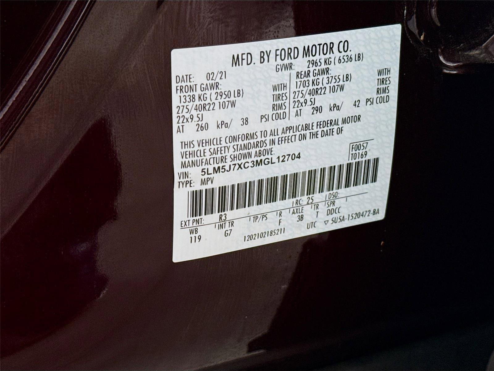 Used 2021 Lincoln Aviator Reserve w/ Equipment Group 202A image 38