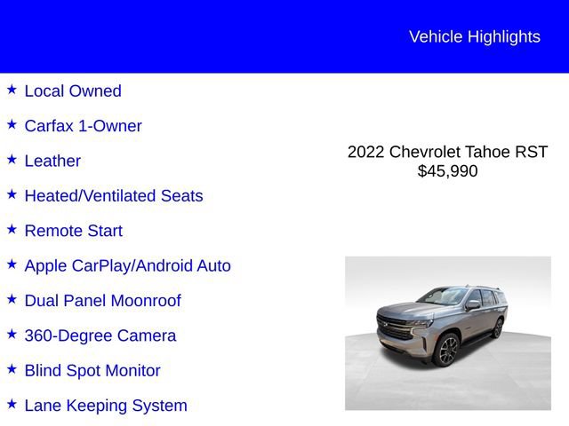 Used 2022 Chevrolet Tahoe RST w/ Luxury Package RWD image 2