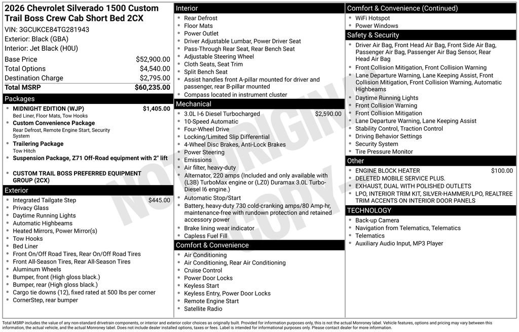 New 2026 Chevrolet Silverado 1500 Custom Trail Boss w/ Midnight Edition image 6