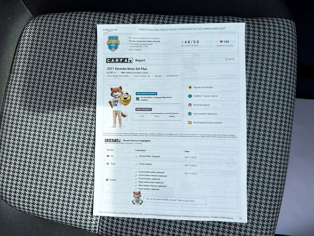 Certified 2021 Hyundai Kona SEL Plus w/ Cargo Package image 40