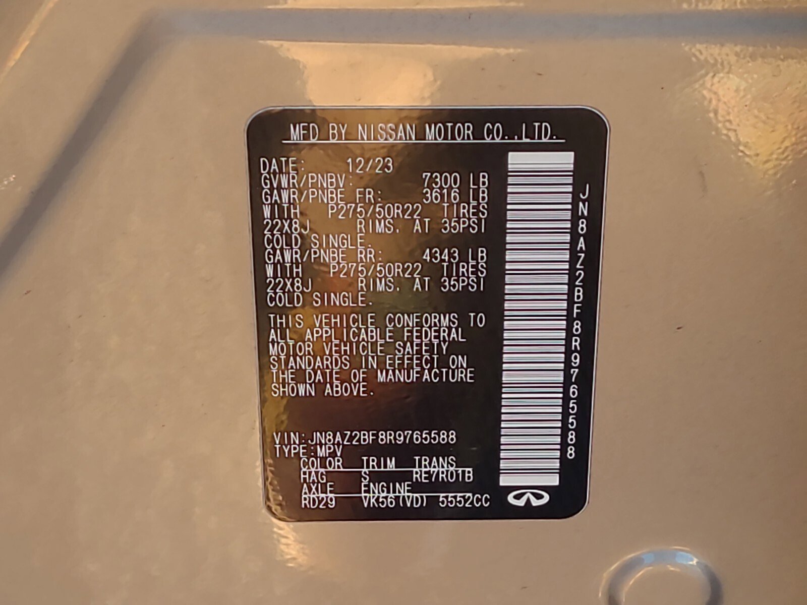 Used 2024 INFINITI QX80 Sensory image 33