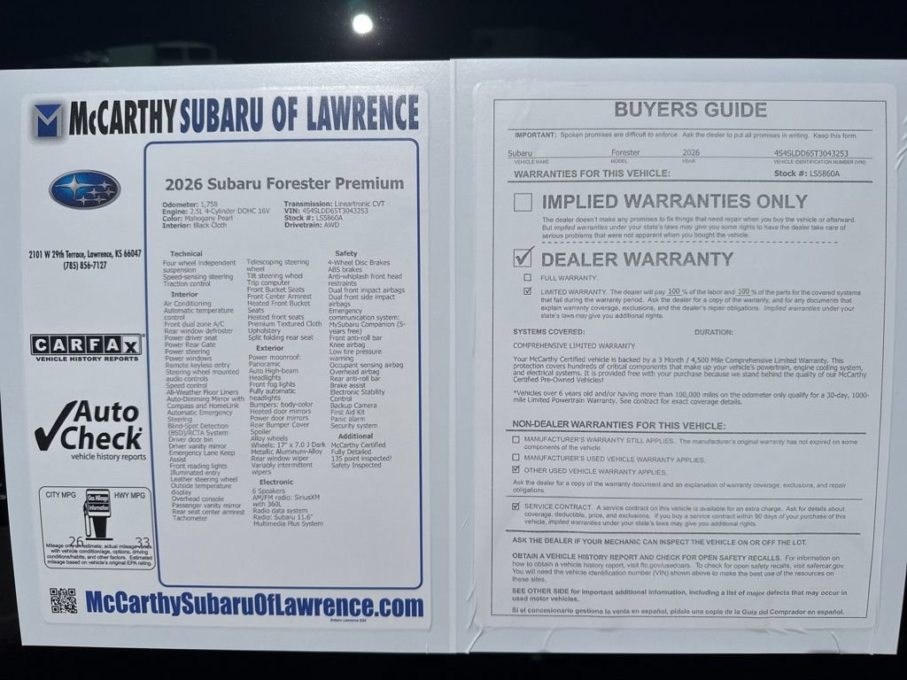 Certified 2026 Subaru Forester Premium w/ Base/Premium Plus Package AWD/4WD image 8