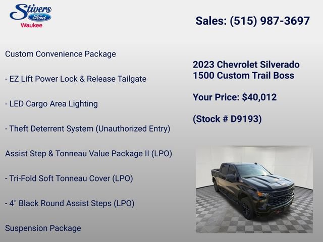 Used 2023 Chevrolet Silverado 1500 Custom Trail Boss AWD/4WD image 30