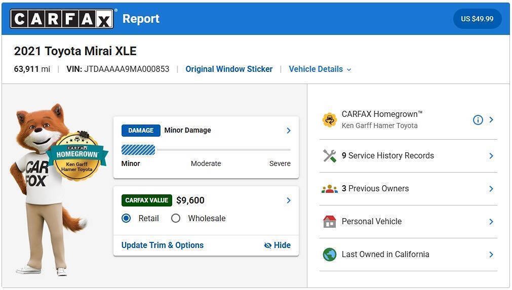 Used 2021 Toyota Mirai w/ Advanced Technology Package RWD image 3