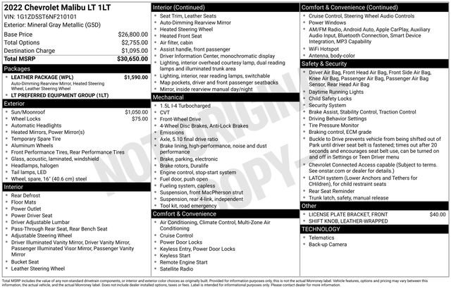 Certified 2022 Chevrolet Malibu LT w/ Leather Package FWD image 35