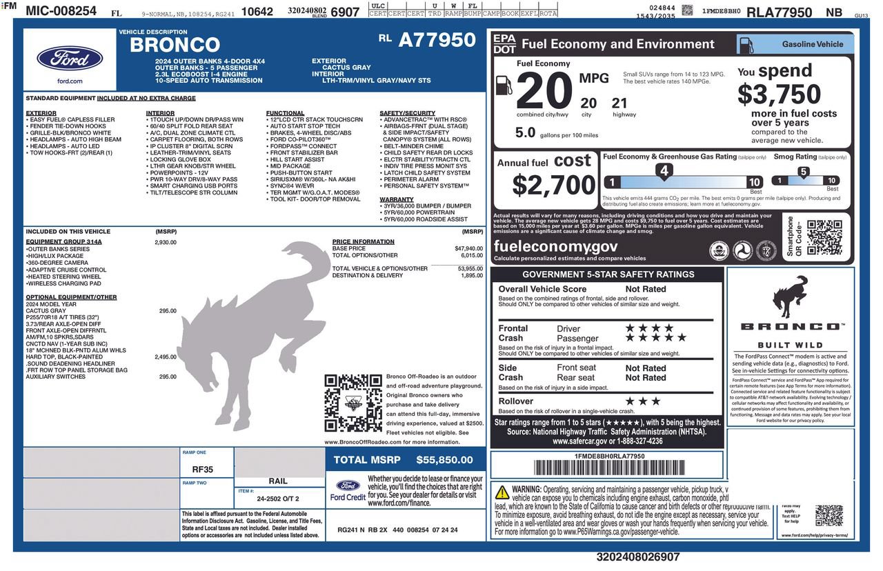 Used 2024 Ford Bronco Outer Banks AWD/4WD image 5