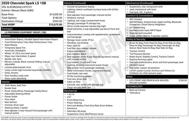 Used 2020 Chevrolet Spark LS image 8