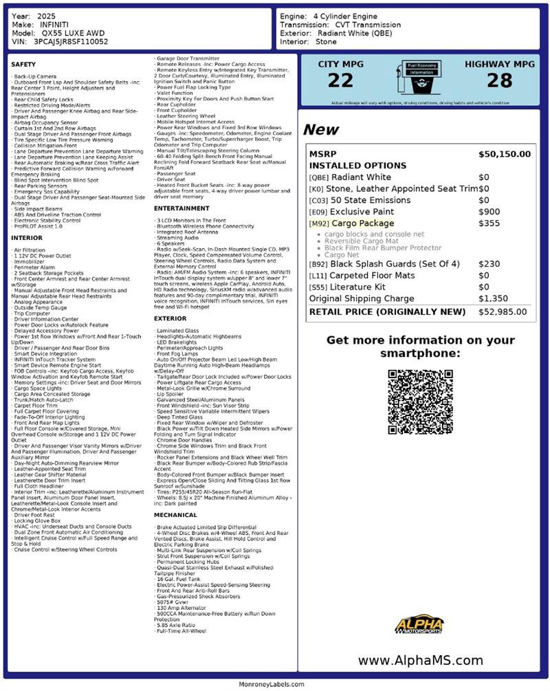 Used 2025 INFINITI QX55 Luxe w/ Cargo Package image 3