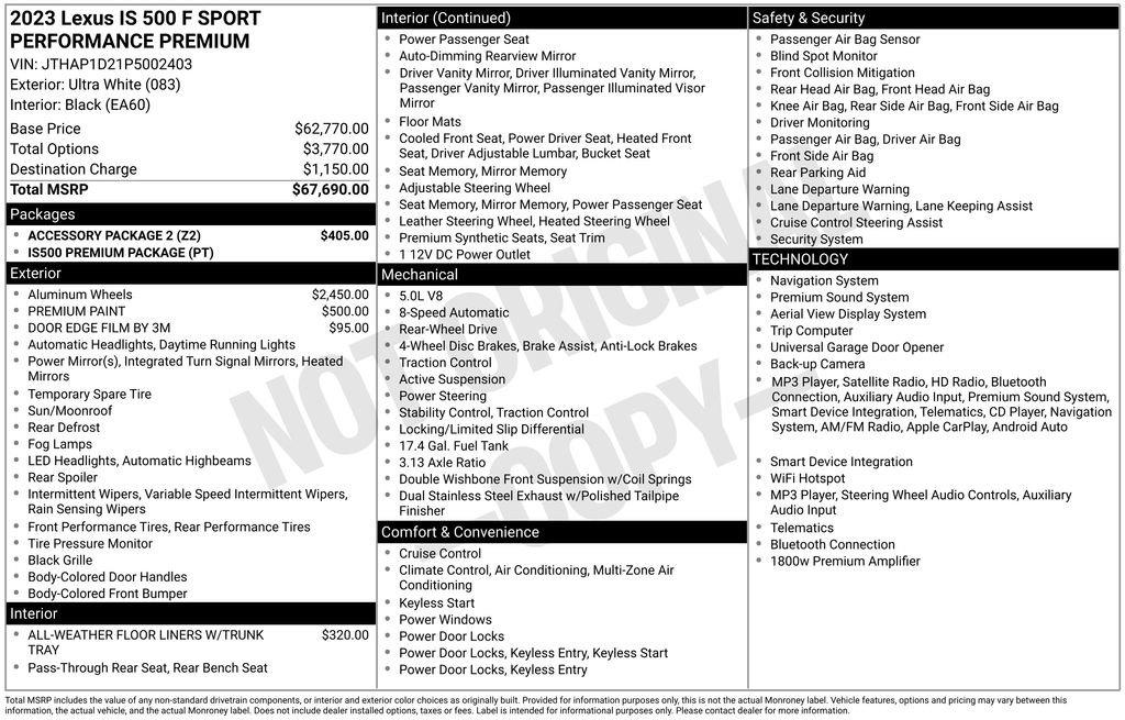 Used 2023 Lexus IS 500 w/ Accessory Package 2 RWD image 23