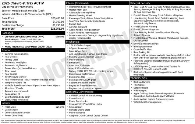 New 2026 Chevrolet Trax ACTIV w/ Driver Confidence Package FWD image 3