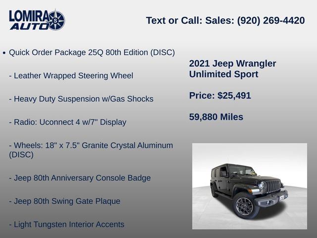 Used 2021 Jeep Wrangler Unlimited Sport AWD/4WD image 18