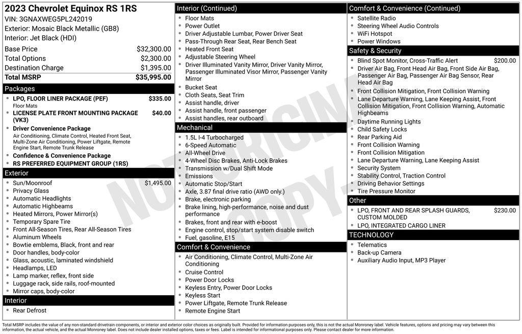 Used 2023 Chevrolet Equinox RS w/ LPO, Floor Liner Package image 2