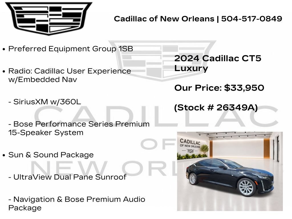 Certified 2024 Cadillac CT5 Luxury w/ Sun And Sound Package RWD image 7