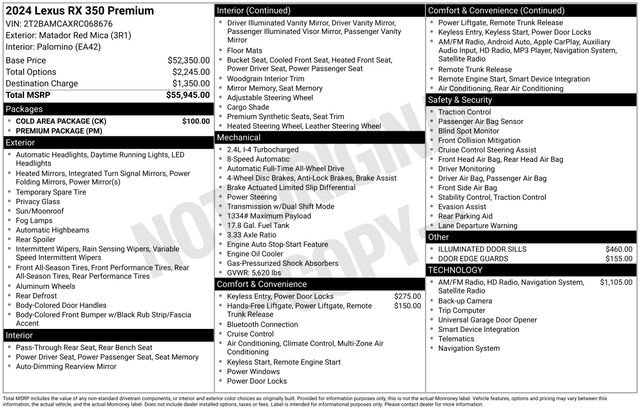 Used 2024 Lexus RX 350 Premium w/ Cold Area Package image 3