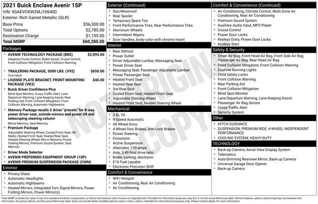 Used 2021 Buick Enclave Avenir w/ Avenir Technology Package image 20