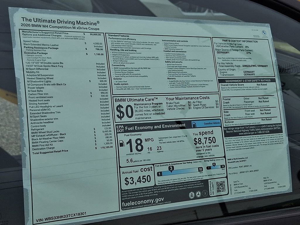 New 2026 BMW M4 xDrive Competition w/ Executive Package AWD/4WD image 18