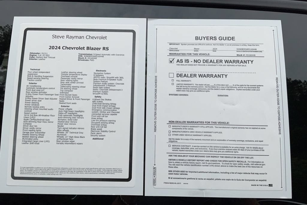 Used 2024 Chevrolet Blazer RS w/ LPO, Floor Liner Package FWD image 24