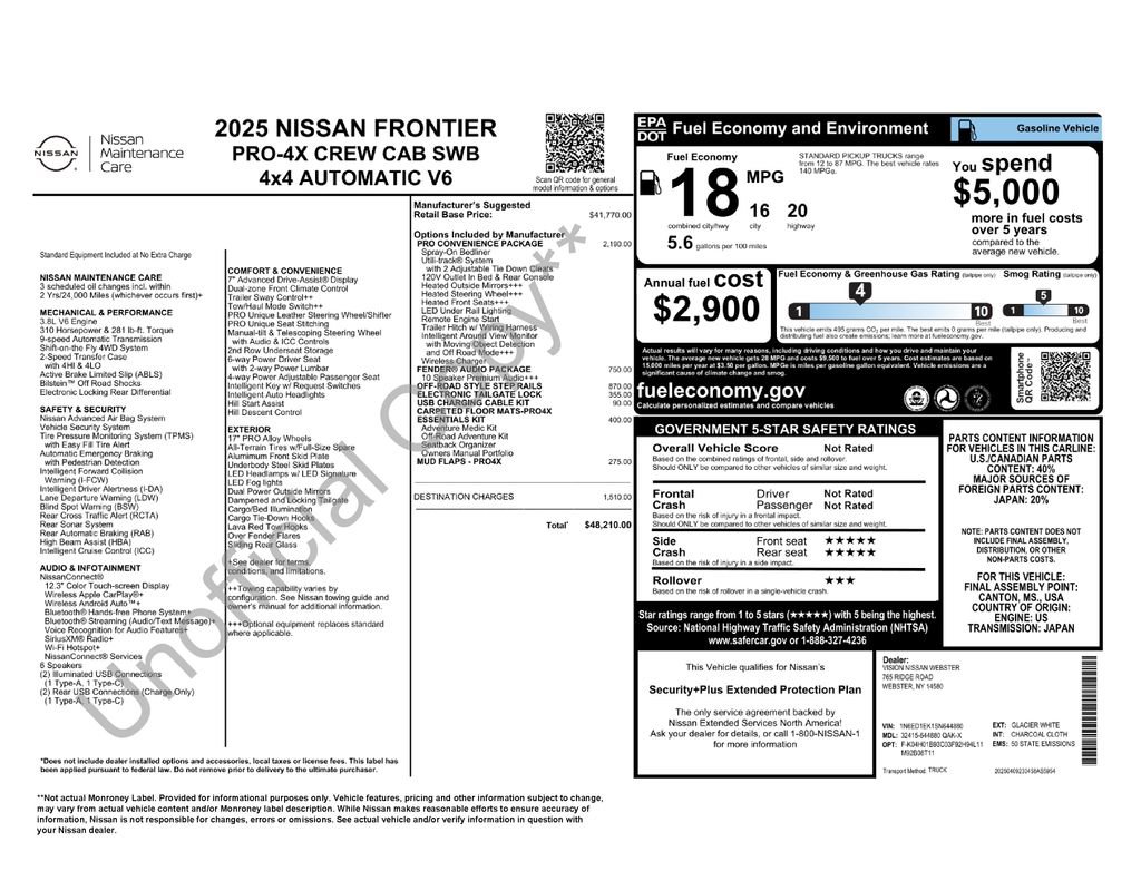 New 2025 Nissan Frontier PRO-4X w/ Pro Convenience Package image 43