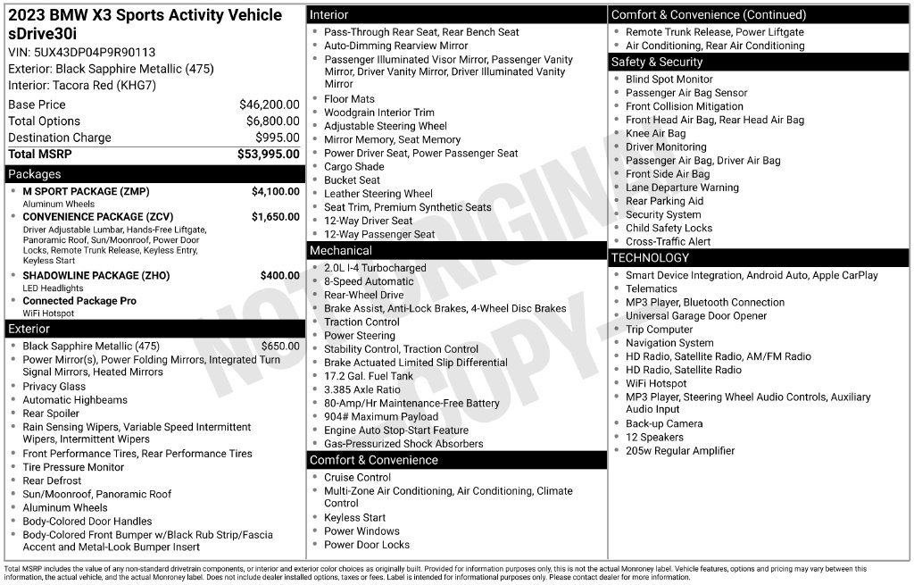 Used 2023 BMW X3 sDrive30i w/ M Sport Package RWD image 6