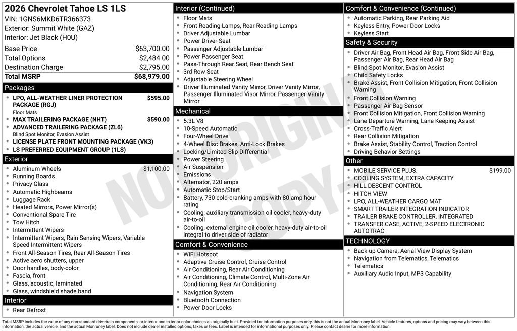 New 2026 Chevrolet Tahoe LS AWD/4WD image 16