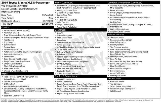 Used 2019 Toyota Sienna XLE FWD image 32