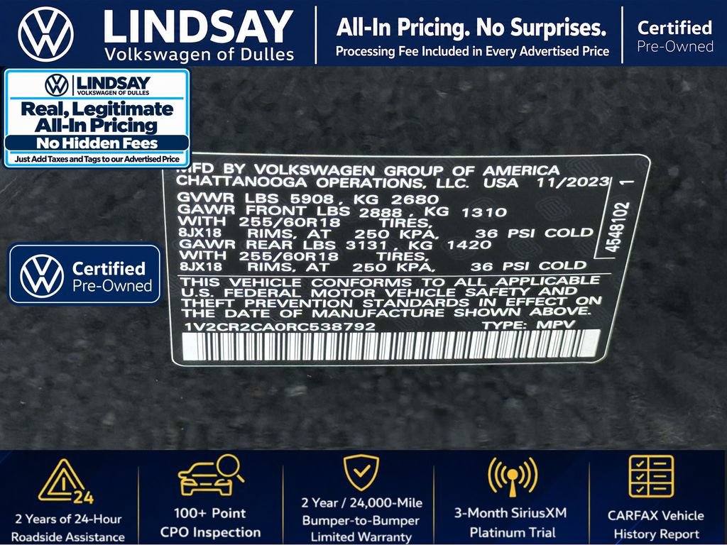 Used 2024 Volkswagen Atlas Peak Edition SE AWD/4WD image 28