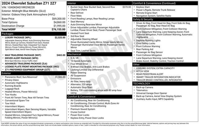 Used 2024 Chevrolet Suburban Z71 w/ Luxury Package AWD/4WD image 11