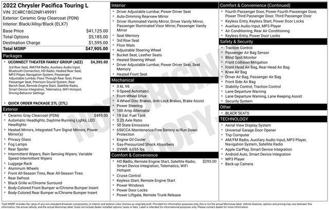 Used 2022 Chrysler Pacifica Touring-L w/ Uconnect Theater Family Group image 4