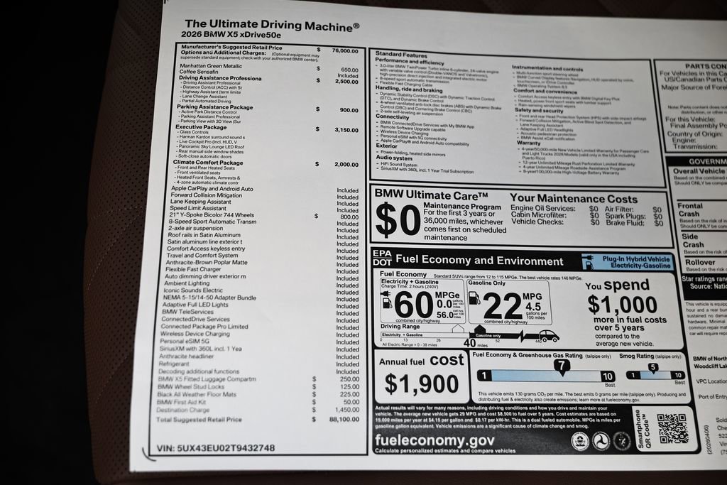 New 2026 BMW X5 xDrive50e w/ Executive Package image 24