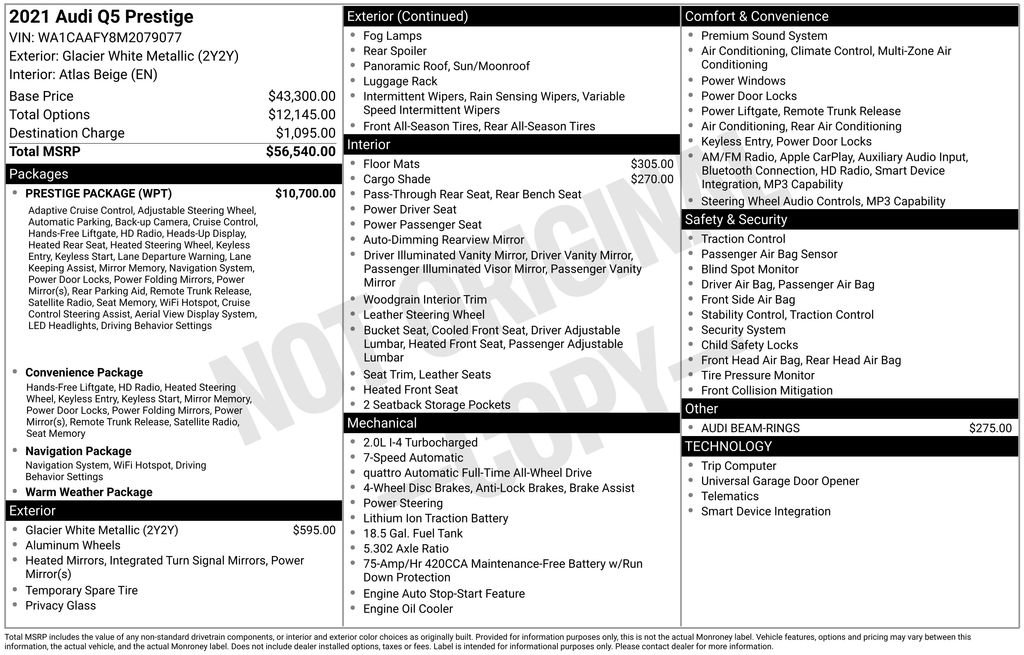 Used 2021 Audi Q5 Prestige w/ Prestige Package image 7