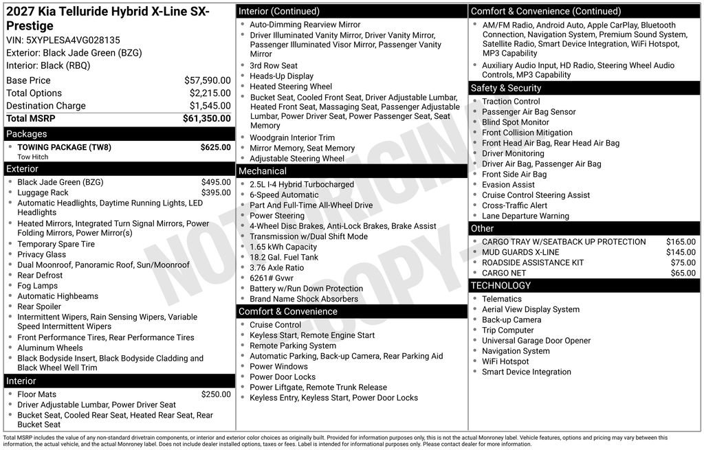 New 2027 Kia Telluride X-Line SX Prestige w/ Towing Package AWD/4WD image 2