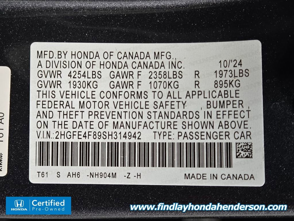 Certified 2025 Honda Civic Sport image 14