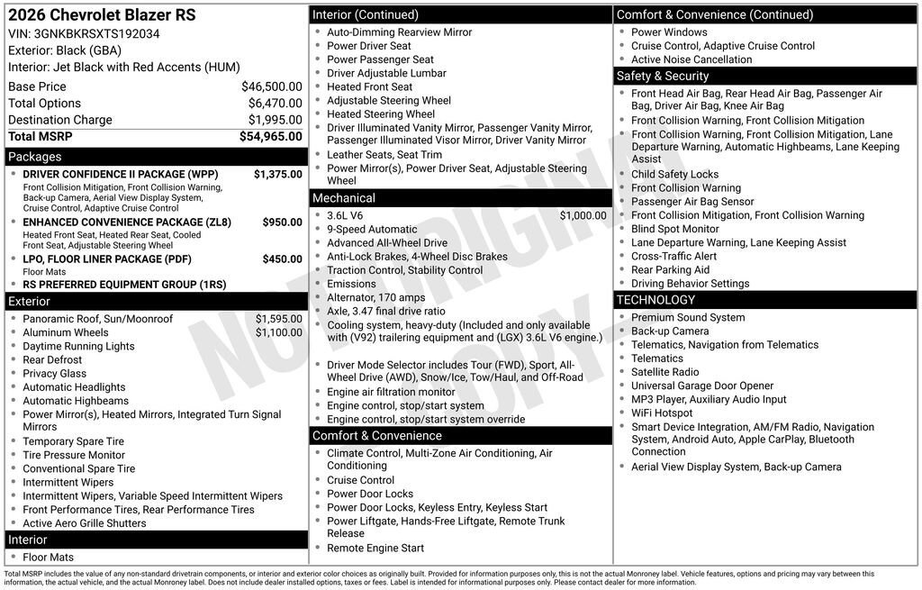 New 2026 Chevrolet Blazer RS w/ Driver Confidence II Package AWD/4WD image 11